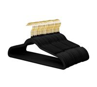 ManGotree Perchas de Terciopelo con Gancho Dorado Paquete de 48 Negro | Perchas para trajes de fieltro antideslizantes, perchas ultrafinas para pantalones, perchas para adultos que ahorran espacio