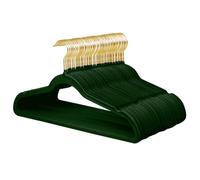 ManGotree Perchas de Terciopelo con Gancho Dorado Paquete de 48 Verde | Perchas para trajes de fieltro antideslizantes, perchas ultrafinas para pantalones, perchas para adultos que ahorran espacio