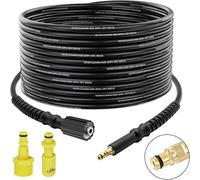 Manguera de Alta Presión 15M para Todos los Modelos Kärcher: K3, K4, K5, K7 y K2 (Nuevos y Antiguos) - Manguera de Repuesto con Adaptador de Junta Tórica y Convertidor de M22 (14 mm) a Conexión Rápida