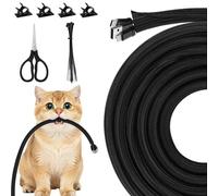 Manguera de cable de 10 mm x 3 m, color negro con cierre automático | Protector de cable flexible con pinzas para cables, bridas y tijeras para cables USB, alimentación, audio y vídeo