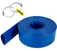 Manguera de desagüe VEVOR, 4 pulgadas x 105 pulgadas, manguera plana de PVC, robusta manguera de desagüe para sistemas de retroceso con abrazaderas, resistente a la intemperie y a las roturas, ideal p