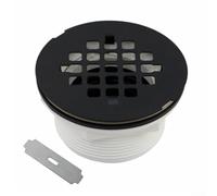 Manguera de drenaje de ducha de PVC con cubierta de malla de acero inoxidable construida para soportar el drenaje en instalaciones de ducha de acrílico y fibra de vidrio (negro)