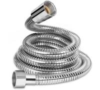 Manguera de ducha Ibenzoa® de 1,5 m – PVC con conector cónico de acero inoxidable 304, giratoria 360°, flexible con protección antitorsión, color plateado, anillo de sellado con filtro, conexión unive