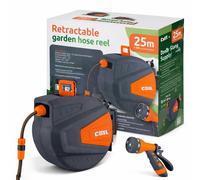 Manguera de jardín COIL, carretel automático para mangueras, montaje en pared, sistema "Smart Stop", 9 funciones de pulverización, incluye pistola de riego, manguera de conexión de 2 metros, longitud 