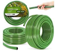 Manguera de jardín de 3/4 pulgadas, 50 m, color verde, reforzada, 3 capas, resistente a los rayos UV, flexible, flexible, para riego, jardinería, lavado de coche, manguera blindada