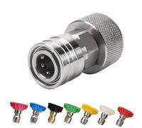 Manguera de jardín de acero inoxidable GHT 3/4 moleteado adaptador a 1/4 conexión rápida con múltiples boquillas (A)