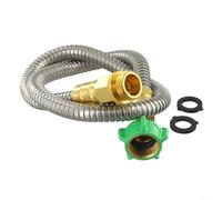 Manguera de jardín de acero inoxidable resistente de 3 pies, tubo de agua de metal corto con conector reforzado, resistente a pinchazos y flexible extensión de grifo para exteriores