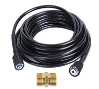Manguera de lavado a presión de 15 metros con adaptador M22-14 mm, tubo de agua de goma resistente para máquinas compatibles con Karcher, extensión negra y dorada para limpieza de techo de entrada de