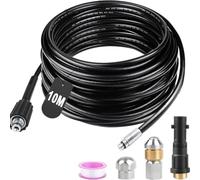 Manguera de limpieza de desagüe de alta presión, 10 m, 180 bar, con boquilla giratoria, accesorio de desbloqueo de alcantarillado para Kärcher K2-K7, juego de limpiador de tuberías para jardín y hogar
