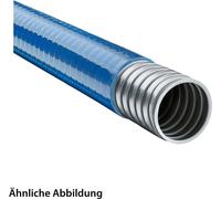 Manguera de protección metálica FLEXA, resistente a líquidos y apta para alimentos, con junta de rosca y cubierta de poliuretano (PUR). Diámetro exterior: 42,0 mm, diámetro interior: 35,5 mm, con perf