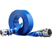 Manguera de retorno, 2 pulgadas x 15 metros, manguera plana de PVC de alta resistencia para piscinas, con conectores de aluminio tipo camlock C y E, abrazaderas, compatible con bombas, filtros de aren