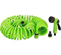 Manguera en espiral de jardín, Manguera de agua extensible, Manguera de riego espiral,7 modalidades de riego,Inclye pistola, Verde,para riego de jardín, mascotas, lavado de coches (7.50 Metros)