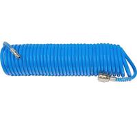 Manguera espiral flexible de 10 metros con conector rápido y refuerzo antidespliegue
