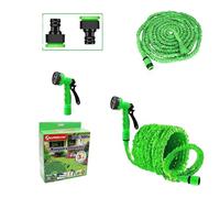 Manguera Extensible de Jardín 15 m | Ultra Resistente y Ligera | 8 Posiciones de Riego | Conector Universal Compatible con Grifos 1/2 y ¾ | Color Verde |Fácil Instalación (15m-longitud)