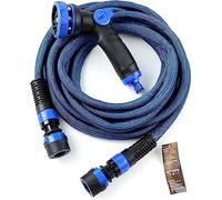 Manguera extensible para jardín, que multiplica su tamaño por 2 con la presión del agua. Riega cómodamente y con la última tecnología en cuanto a mangueras se refiere.