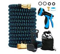 Manguera Jardin,Manguera Extensible 15M/30M,Manguera Flexible y Ligera,Manguera Jardin con Pistola Riego de 10 Funciones,con Conectores de Latón de 1/2" y 3/4" Garden Hose (azul, 30m)