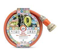 Manguera para riego 15 metros 5/8" con alcachofa multifunción, estilo italiano, naranja Sicilia Idroeasy