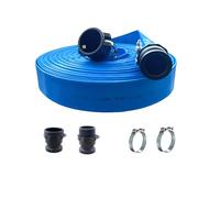 Manguera plana con Accesorios Camlock de Polipropileno, Tipo A,C,E,F + 2 abrazaderas W1 reforzadas. (52mm T20m)