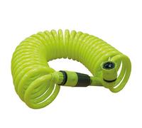 Manguera tipo muelle rizada en espiral extensible 7,5mt con enchufe rápido y lanza riegos Amig