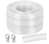 Manguera trenzada de PVC de 25 x 32 mm, 3/6/10 metros, transparente reforzada de alta presión, flexible para agua, gas, aceite, aire comprimido (25 mm x 32 mm, 10)