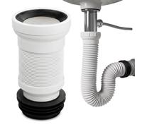 Manguito Inodoro Flexible y Extensible (25-50cm) - Conector Desagüe WC Universal Ø 90-128mm - Tubo Desagüe Inodoro Compatible con 90% de Inodoros, Junta de Goma Hermética, Anti-Olores y Fugas, Negro