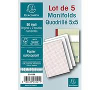 Manifold quadrille 5x5 - 50 feuillets autocopiants - sous film par lot de 5