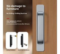 Manija de Puerta de Aleación de Aluminio sin Perforación - Tirador Adhesivo para Puerta Corredera de Vidrio, Ventana, Cajón, Armario, Baño A17