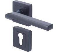 Manija de puerta YALE Sienna, con cerradura de cilindro, espiga de 7 mm, color aluminio, 127 mm, apta para puertas de hasta 50 mm de grosor