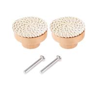 Manija Para Tocador 2 uds mango de madera perilla tocador ratán 25mm forma redonda café blanco hecho a mano mimbre tejido cajón muebles