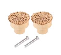 Manija Para Tocador 2 uds mango de madera perilla tocador ratán 25mm forma redonda café blanco hecho a mano mimbre tejido cajón muebles