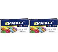 Manley 10 Unidades Ceras de Colores Profesionales de Color Flúor y Pastel | Estuche de Ceras Blandas de Trazo Suave | Pueden Mezclarse los Colores | Colores Surtidos (Paquete de 2)
