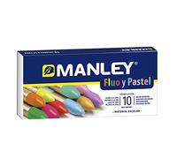 Manley 10 Unidades Ceras de Colores Profesionales de Color Flúor y Pastel | Estuche de Ceras Blandas de Trazo Suave | Pueden Mezclarse los Colores | Colores Surtidos
