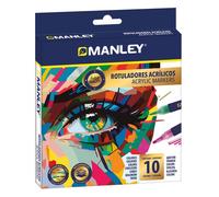 Manley Rotuladores Acrílicos Doble Punta, Estuche de 10 Unidades Colores Surtidos