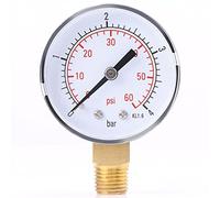 Manómetro, 0-4 bar/0-60 psi NPT Mini manómetro de metal Manómetro de baja presión BSPT Montaje inferior para combustible Aire Aceite Agua