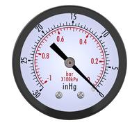 Manómetro de presión de vacío 0 ~ -30inHg 0 ~ -1bar 50 mm Mini dial Medidor de presión de aire Manómetro con rosca BSPT de 1/4 "para medición de presión de aire, agua, gas y aceite