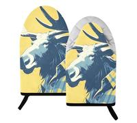 Manopla y soporte para ollas de alce bicolor retro, resistentes al calor, 204.4 °C, guantes de horno y soportes para ollas para barbacoa, 24.1 cm x 15.2 cm, 2 unidades
