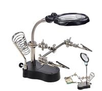 Manos Auxiliares de Soldadura Pinzas De Ajustables Con Luz LED | Soporte De Soldadura Con Lupa Para Soldadura, Reparación Electrónica, Montaje De Circuitos, Maquetas, Demostración