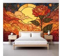 Manos Sosteniendo Rosas Papel pintado no tejido 3D 500 x 280 cm Pared Fotos Murales, Vidrieras Góticas Papel pintado Panorámico Murales Para Sala Tv Sofá Tema Hotel Pasillo Fondo Pintado