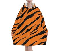 Manta con capucha extragrande y cálida de felpa con estampado de tigre y le