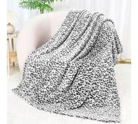Manta con estampado de guepardo, suave y acogedora, manta de forro polar negro, ligera, afelpada, gris oscuro, estampado de leopardo, decoración de regalos de cumpleaños para cama, mujeres y hombres