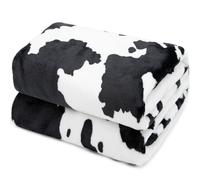Manta con estampado de vaca, cálida y afelpada, color negro, franela de forro polar suave, ligera, para sofá, cama, decoración de habitación de viaje, niños, adolescentes y adultos, 40 x 50 pulgadas