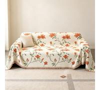 Manta Cubre Sofá De Una Pieza Lavable con Flecos, Funda De Sofá Chenilla, Protector De Sofá para Sofá 2 O 3 Plazas, Cama, Sillón, Mascotas, Niños Y Hogar(Orange,71”x91”(180x230cm))