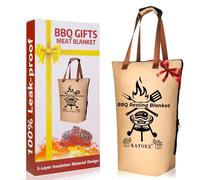 Manta de barbacoa para descansar carne, manta de pechuga mejorada para fumar, bolsa de descanso aislada de carne, regalos para hombres, con boca ancha y asa para pechuga grande/pavo