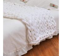 Manta de punto grueso de 40 x 40 pulgadas, manta de felpilla cálida tejida a mano, decoración del hogar, manta de punto trenzado suave y grueso, forro polar suave y transpirable, para sofá, cama, sofá