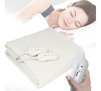 Manta eléctrica térmica de tejido de poliéster Cubrecolchón eléctrico térmico con mando a distancia Calienta la cama 3 ajustes de calor y protección contra el sobrecalentamiento 160x140cm Matrimonial