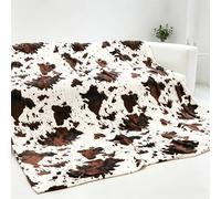 Manta King para cama y sofá, manta con estampado de vaca, tamaño King, extra grande, suave y acogedora, decoración de ropa de cama ligera de felpa estilo occidental para dormitorio, sala de estar y
