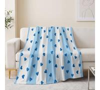 Manta moderna y minimalista de forro polar de 150 x 200 cm, manta suave y cálida para sofá, cama, sillones, picnic, rayas geométricas, acogedora, mullida y ligera, color azul