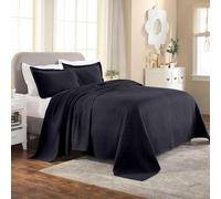 Manta para cama Silecomplaza con fundas de cojín, 100% algodón, para todas las estaciones, algodón premium, acolchada, diseño jacquard, aspecto acolchado, motivo geométrico de cesta, tamaño queen, col