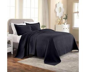 Manta para cama Silecomplaza con fundas de cojín, 100% algodón, para todas las estaciones, algodón premium, acolchada, diseño jacquard, aspecto acolchado, motivo geométrico de cesta, tamaño queen, col