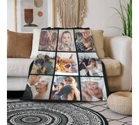 Manta Personalizada Con Texto De Fotos - Con 1-9 Collages De Fotos-Regalos Originales Para Hombres, Mujeres, Cumpleaños De Amigos, San Valentín- Universal Para Adultos Y Bebés - (A,70*86in 180x220cm)